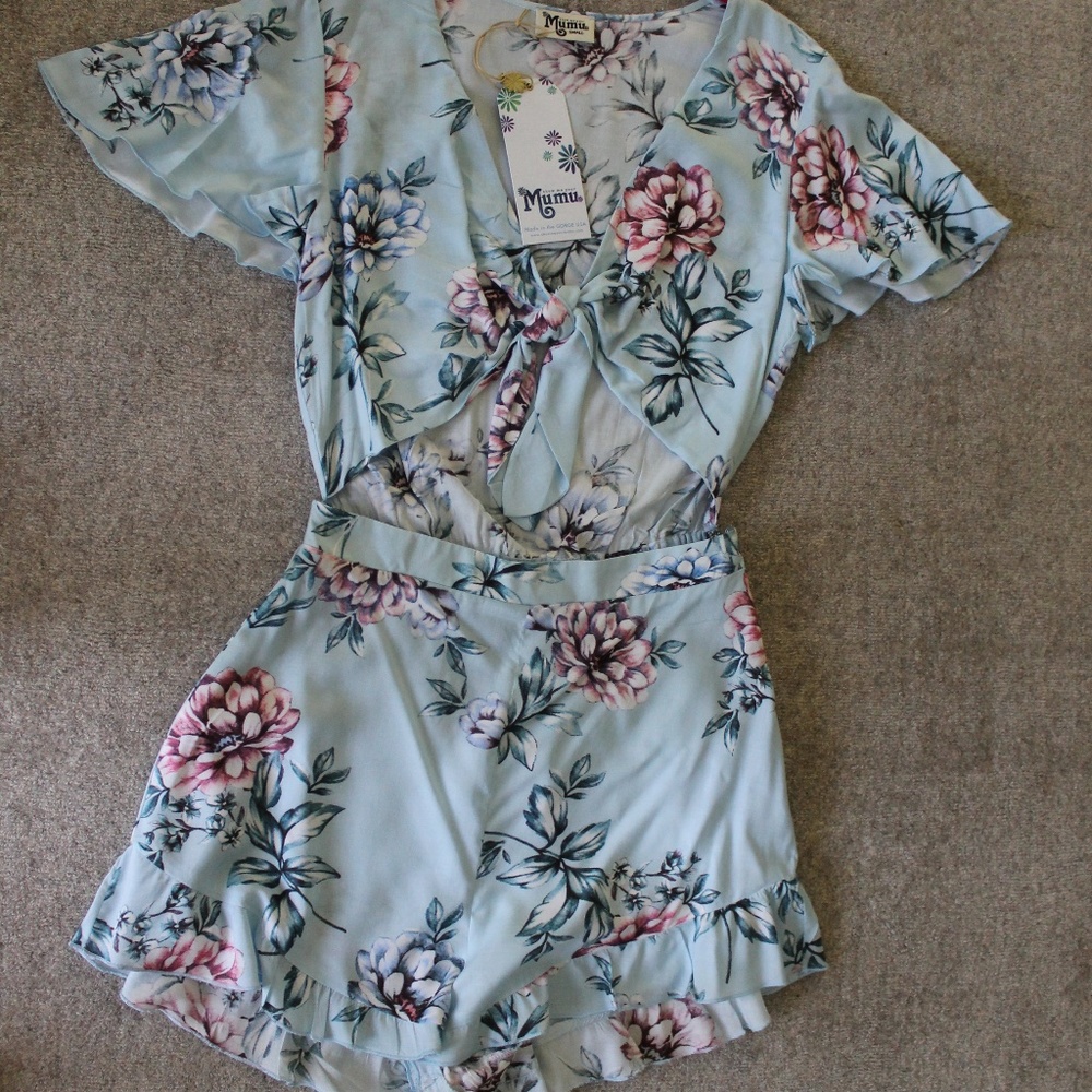 Show Me Your MuMu blue floral romper